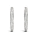 14k White Gold Two Row Pave Set Diamond Hoop Earrings (7 cttw)