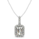 Halo Pendant With Emerald Center Diamond in 14k White Gold (1 1/5 cttw)