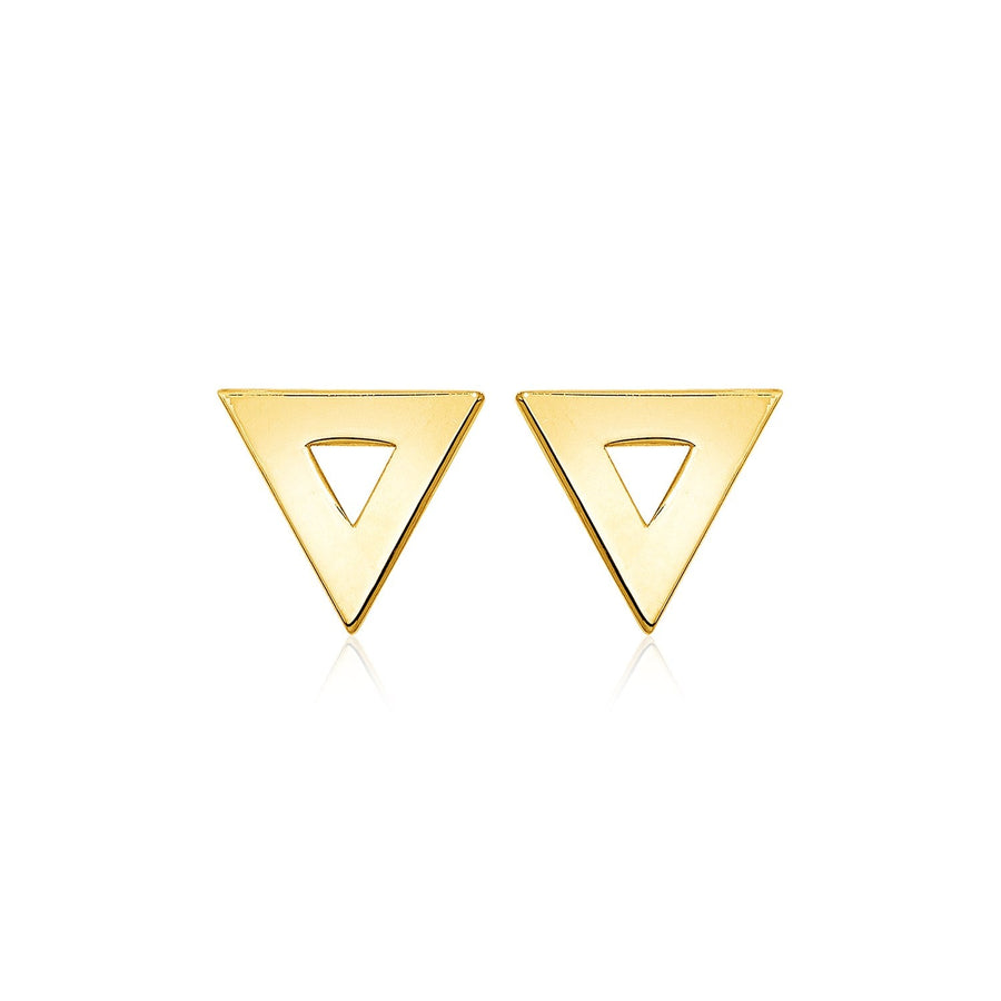 14k Yellow Gold Polished Open Triangle Post Earrings