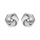 Textured and Polished Love Knot Earrings in Sterling Silver