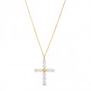 14k Yellow Gold Pearl Cross Pendant