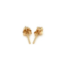 14k Yellow Gold Stud Earrings with White Hue Faceted Cubic Zirconia