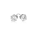 14k White Gold Stud Earrings with White Hue Faceted Cubic Zirconia