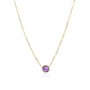 14k Yellow Gold 17 inch Necklace with Round Amethyst