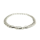 Rhodium Plated 7.2mm Sterling Silver Curb Style Bracelet