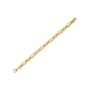 14k Yellow Gold Italian Alternating Paperclip Round Links Bracelet (8.00 mm)