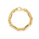 14k Yellow Gold Italian Alternating Paperclip Oval Links Bracelet (9.30 mm)