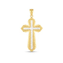 14k Two Tone Gold High Polish Diamond Cut Cross Pendant