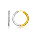 14k Two-Tone Gold Hinge Hammered Hoop Earrings