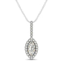 Marquis Shape Diamond Halo Pendant in 14k White Gold (2/3 cttw)
