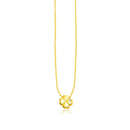 14k Yellow Gold Polished Four Leaf Clover Necklace with Diamond