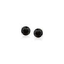 14k White Gold Stud Earrings with Black 5mm Faceted Cubic Zirconia