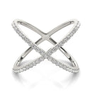 14k White Gold X Style Thin Ring with Diamonds (1/2 cttw)