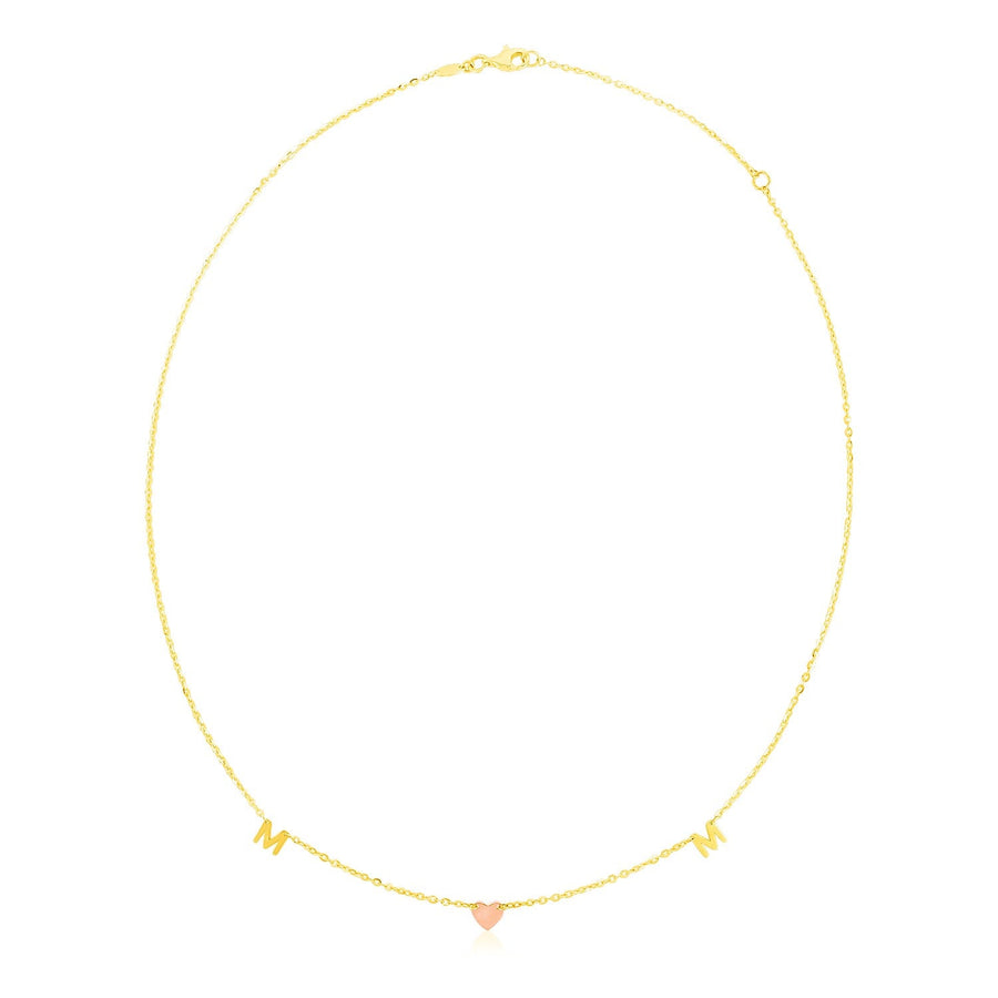 14k Yellow and Rose Gold Mom Necklace