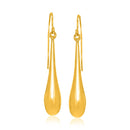 14k Yellow Gold Long Polished Teardrop Dangling Earrings