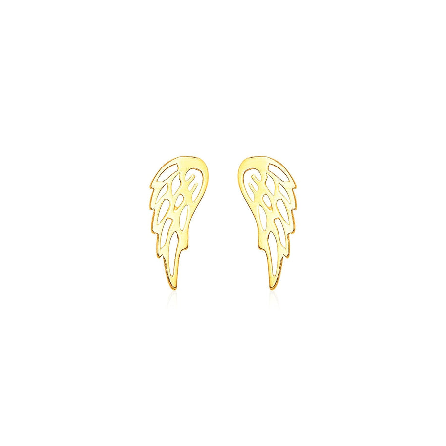 14k Yellow Gold Polished Wing Post Earrings