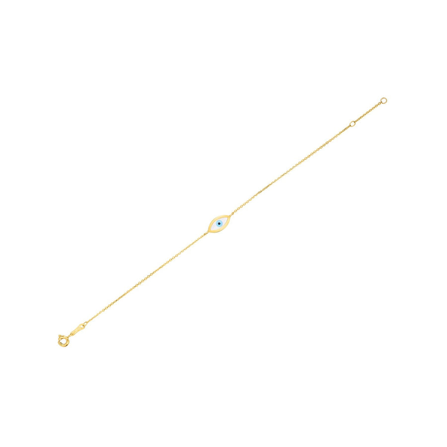 14k Yellow Gold MOP Evil Eye Bracelet (1.00 mm)