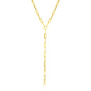 14k Yellow Gold Paperclip Chain Lariat Necklace