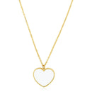 14k Yellow Gold High Polish Heart Pearl Paste Necklace
