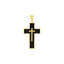 Cross Pendant with Black Enamel in 14k Yellow Gold