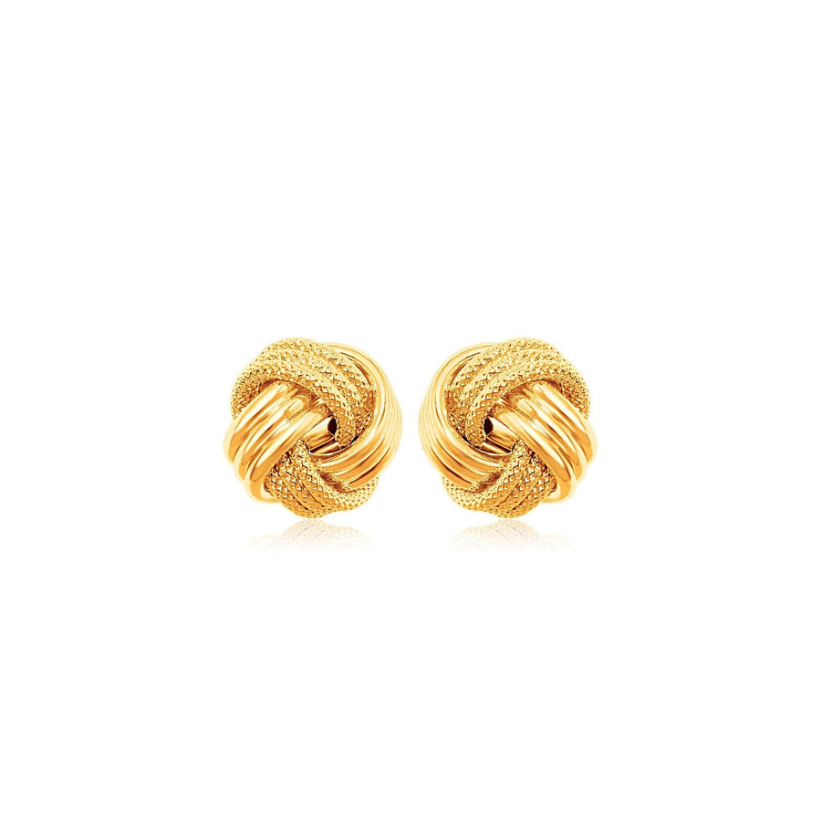 10k Yellow Gold Love Knot with Ridge Texture Earrings