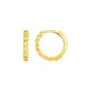 14k Yellow Gold Petite Textured Round Hoop Earrings