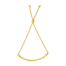 14k Yellow Gold Smooth Curved Bar and Lariat Style Bracelet