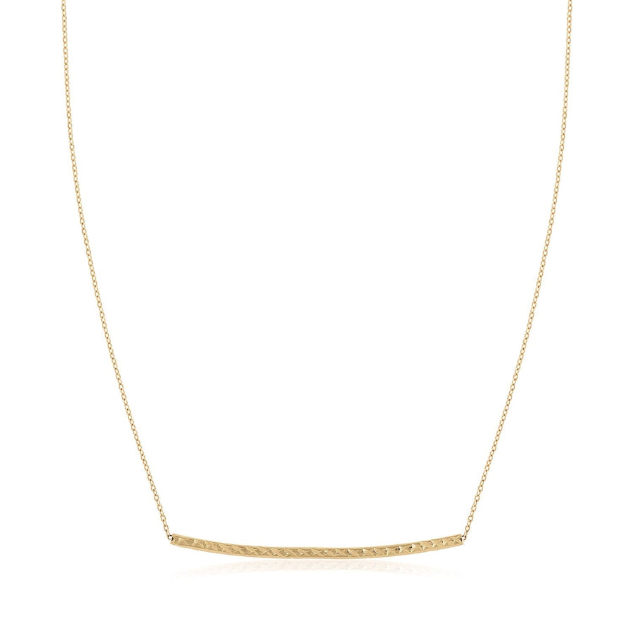 14k Yellow Gold Thin Textured Bar Necklace
