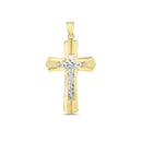 14k Two Tone Gold High Polish Diamond Cut Cross Pendant