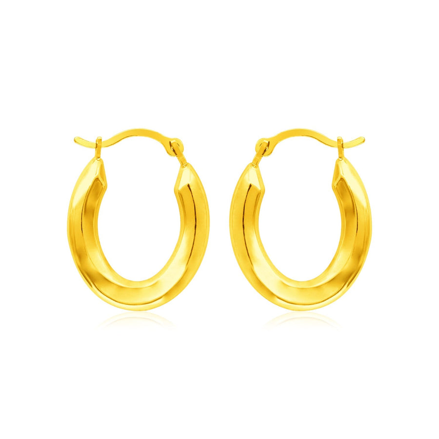 14k Yellow Gold Polished Oval Hoop Earrings