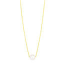 14k Yellow Gold Pearl Solitaire Necklace