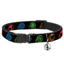 MARVEL AVENGERS Cat Collar Breakaway - Marvel Avengers Superhero Logos Black Multi Color