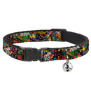 MARVEL COMICS Cat Collar Breakaway - Retro Marvel Comic Books Stacked CLOSE-UP