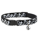 Cat Collar Breakaway - Avengers "A" Logo Weathered Black White