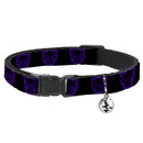 Cat Collar Breakaway - Black Panther Avengers Icon Outline Black Purple
