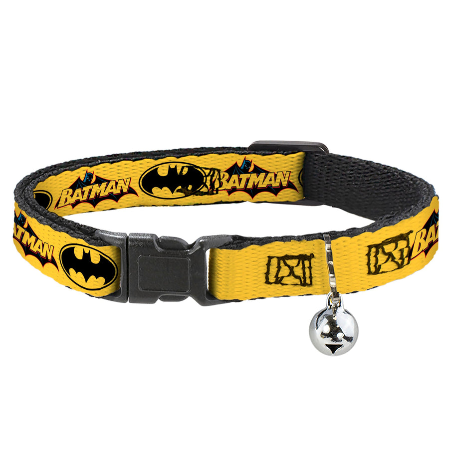 Cat Collar Breakaway - Vintage Batman Logo & Bat Signal-3 Yellow