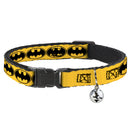 Cat Collar Breakaway - Bat Signal-3 Yellow Black Yellow