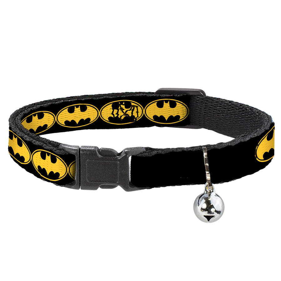 Cat Collar Breakaway - Bat Signal-3 Black Yellow Black