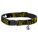 Cat Collar Breakaway - BATMAN w Bat Signals & Flying Bats Yellow Black White