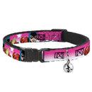 Cat Collar Breakaway - BATGIRL Bubble Letters w Stars Pink White