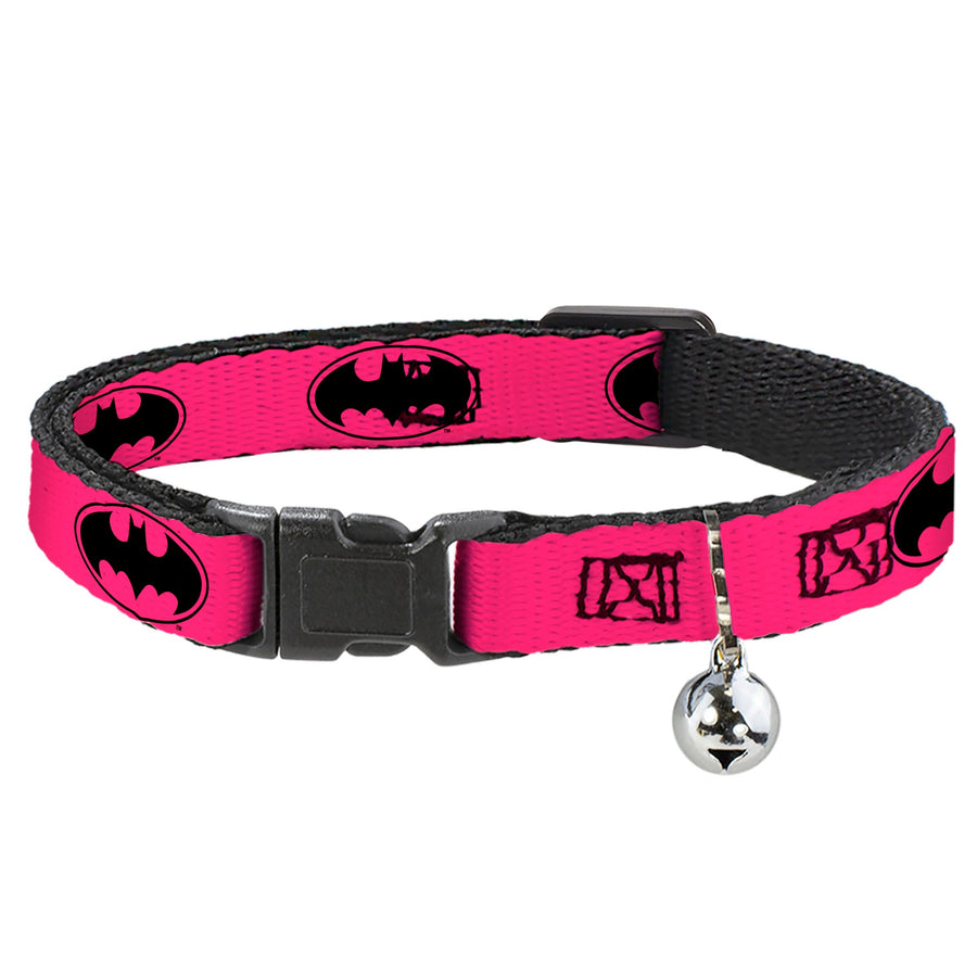 Cat Collar Breakaway - Bat Signal-3 Fuchsia Black Fuchsia