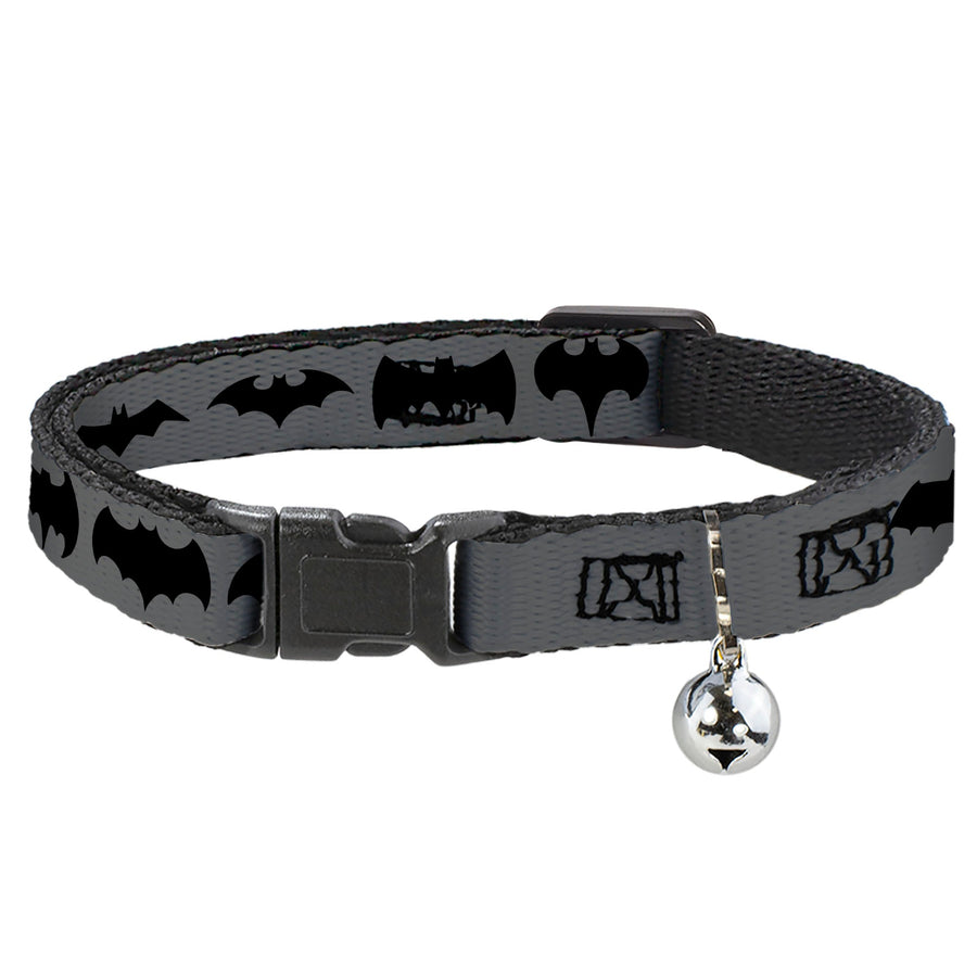 Cat Collar Breakaway - Bat Logo Transitions Gray Black