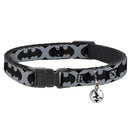 Cat Collar Breakaway - Bat Signal-5 Black Gray Black