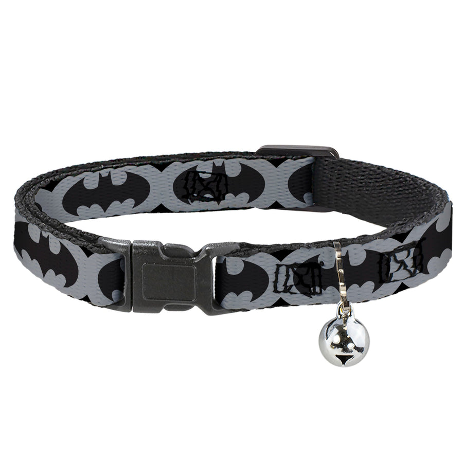 Cat Collar Breakaway - Bat Signal-5 Black Gray Black