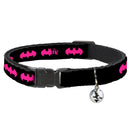 Cat Collar Breakaway with Bell - Batman Signal Black Fuchsia