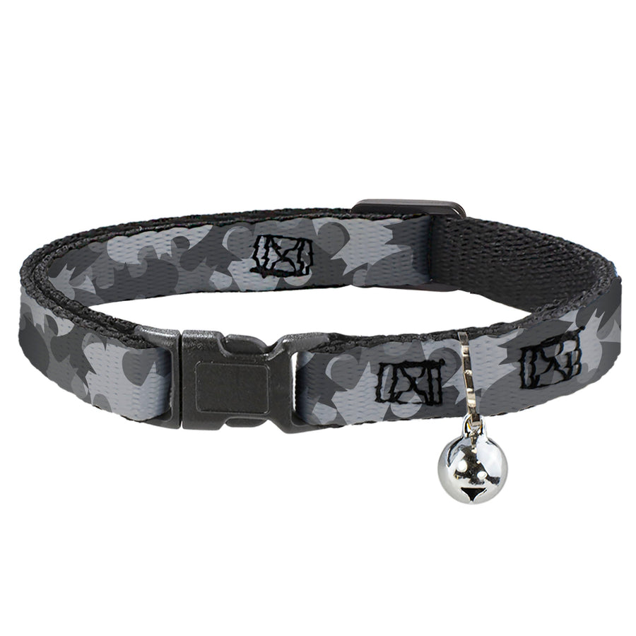 Cat Collar Breakaway - Bat Signal Stacked Black Grays