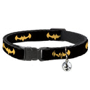 Cat Collar Breakaway with Bell - DC League of Super-Pets Batman Bat Logo Black Yellow