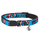 Cat Collar Breakaway - CAPTAIN AMERICA w Action Pose Weathered Blue
