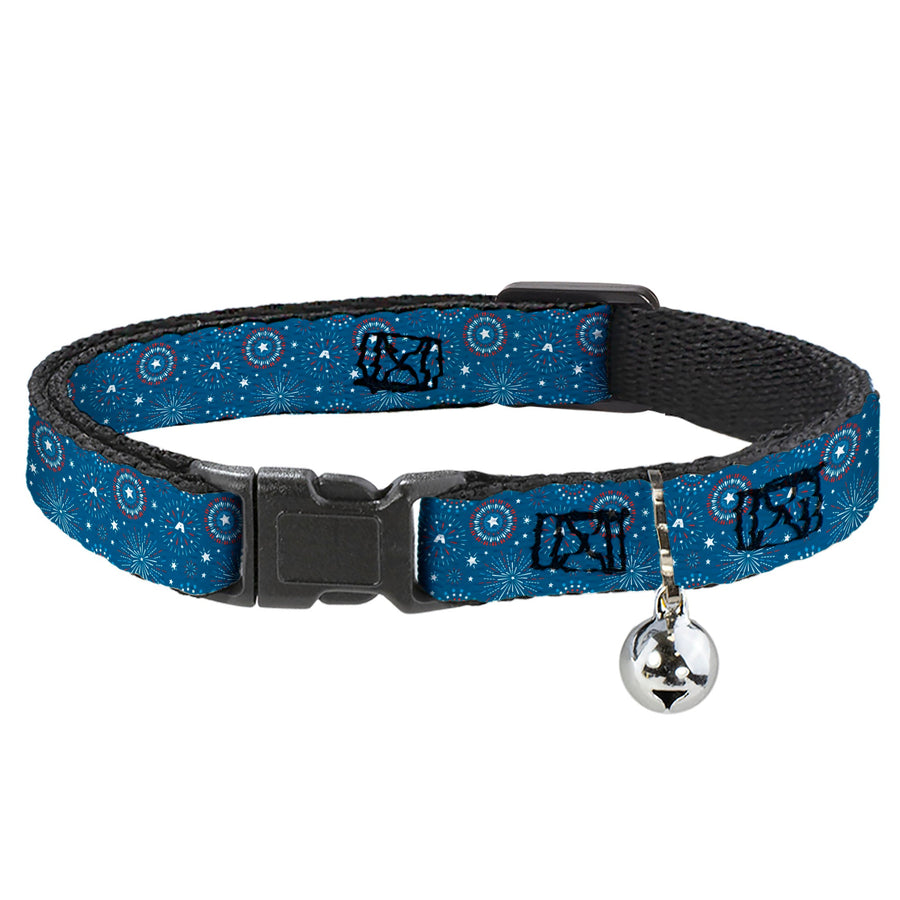 Cat Collar Breakaway with Bell - Captain America Fireworks Icons Blue Red White