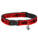 Cat Collar Breakaway with Bell - Black Adam JUSTICE SOCIETY Icons and Text Red Black